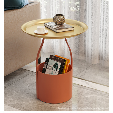 Iron Stainless Steel Storage Bin Bedside Table